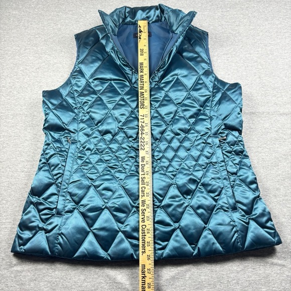Lands' End Women's Diamond Quilted Down Puffer Vest Emerald Green Size Medium - Picture 6 of 9